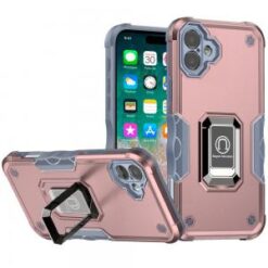 iPhone 16 Plus 6.7 inch OPTIMUM Magnetic Ring Stand Hybrid Case Cover - Rose Gold