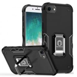 iPhone 16E / SE4 OPTIMUM Magnetic Ring Stand Hybrid Case Cover - Black