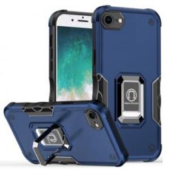 iPhone 16E / SE4 OPTIMUM Magnetic Ring Stand Hybrid Case Cover - Blue