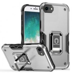 iPhone 16E / SE4 OPTIMUM Magnetic Ring Stand Hybrid Case Cover - Silver