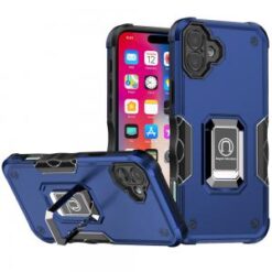 iPhone 16 6.1 inch OPTIMUM Magnetic Ring Stand Hybrid Case Cover - Blue