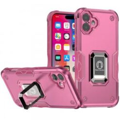 iPhone 16 6.1 inch OPTIMUM Magnetic Ring Stand Hybrid Case Cover - Pink