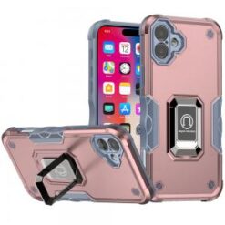 iPhone 16 6.1 inch OPTIMUM Magnetic Ring Stand Hybrid Case Cover - Rose Gold