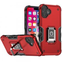 iPhone 16 6.1 inch OPTIMUM Magnetic Ring Stand Hybrid Case Cover - Red