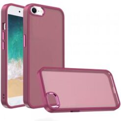 iPhone 16E / SE4 Polished Oil Thick Acrylic Metal Button Hybrid Case Cover - Burgundy