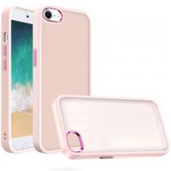 iPhone 16E / SE4 Polished Oil Thick Acrylic Metal Button Hybrid Case Cover - Light Pink