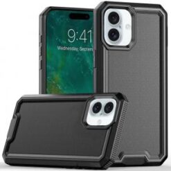 iPhone 16 6.1 inch Rank Tough Strong Modern Fused Hybrid Case Cover - Black
