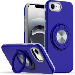 iPhone 16E / SE4 Metal CD Pattern Matte Finished Hybrid with Rotational Ring [Car Mount Friendly