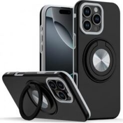iPhone 16 Pro 6.3 inch Metal CD Pattern Matte Finished Hybrid with Rotational Ring [Car Mount Fr