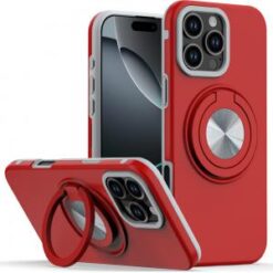 iPhone 16 Pro 6.3 inch Metal CD Pattern Matte Finished Hybrid with Rotational Ring [Car Mount Fr