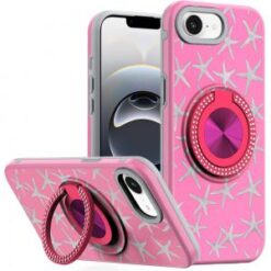 iPhone 16E (E edition) / SE4 (2025) Metal Diamond CD Pattern Design Matte Finished Hybrid with R
