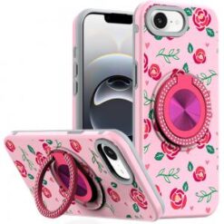 iPhone 16E (E edition) / SE4 (2025) Metal Diamond CD Pattern Design Matte Finished Hybrid with R