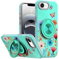 iPhone 16E (E edition) / SE4 (2025) Metal Diamond CD Pattern Design Matte Finished Hybrid with R