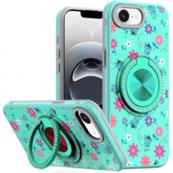 iPhone 16E (E edition) / SE4 (2025) Metal Diamond CD Pattern Design Matte Finished Hybrid with R