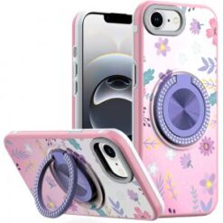 iPhone 16E (E edition) / SE4 (2025) Metal Diamond CD Pattern Design Matte Finished Hybrid with R