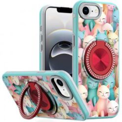 iPhone 16E (E edition) / SE4 (2025) Metal Diamond CD Pattern Design Matte Finished Hybrid with R