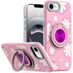 iPhone 16E (E edition) / SE4 (2025) Metal Diamond CD Pattern Design Matte Finished Hybrid with R