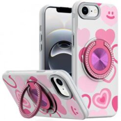 iPhone 16E (E edition) / SE4 (2025) Metal Diamond CD Pattern Design Matte Finished Hybrid with R