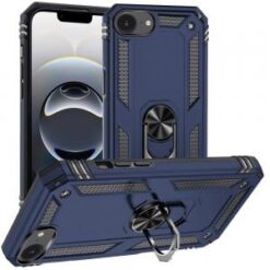 iPhone 16E / SE4 Ring Magnetic Kickstand Hybrid Case Cover - Blue