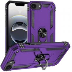 iPhone 16E / SE4 Ring Magnetic Kickstand Hybrid Case Cover - Dark Purple