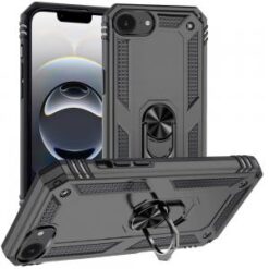iPhone 16E / SE4 Ring Magnetic Kickstand Hybrid Case Cover - Grey