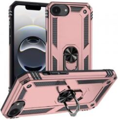 iPhone 16E / SE4 Ring Magnetic Kickstand Hybrid Case Cover - Rose Gold