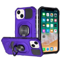 iP15 Pro Max Robotic Hybrid with Magnetic Ring Stand Case Cover - Dark Purple