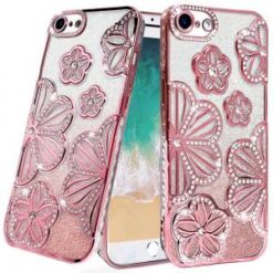 iPhone 16E / SE4 Shimmer Glitter Floral Design Thick TPU Case Cover - Rose Gold