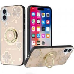iPhone 16 6.1 inch SPLENDID Diamond Glitter Ornaments Engraving Case Cover - Good Luck Floral Go