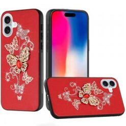 iPhone 16 6.1 inch SPLENDID Diamond Glitter Ornaments Engraving Case Cover - Garden Butterflies