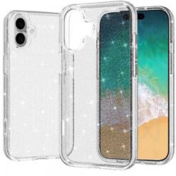iPhone 16 Plus 6.7 inch Glitter Ultra Thick 3mm Transparent Hybrid Case Cover - Clear