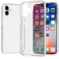 iPhone 16 6.1 inch Glitter Ultra Thick 3mm Transparent Hybrid Case Cover - Clear