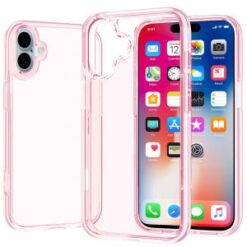 iPhone 16 6.1 inch Sturdy Ultra Thick 3mm Transparent Hybrid Case Cover - Pink