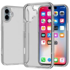 iPhone 16 6.1 inch Sturdy Ultra Thick 3mm Transparent Hybrid Case Cover - Smoke