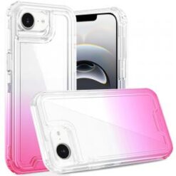 iPhone 16E (E edition) / SE4 (2025) 3in1 Two Tone Shockproof Transparent Hybrid Case - Clear + P