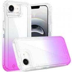 iPhone 16E (E edition) / SE4 (2025) 3in1 Two Tone Shockproof Transparent Hybrid Case - Clear + P