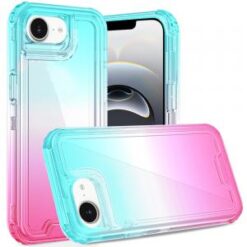 iPhone 16E (E edition) / SE4 (2025) 3in1 Two Tone Shockproof Transparent Hybrid Case - Light Blu