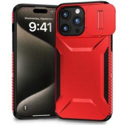 iPhone 16 6.1 inch Ultimate U Design Hybrid with Camera Window Covering - Red
