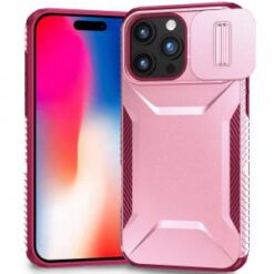 iPhone 16 Pro 6.3 inch Ultimate U Design Hybrid with Camera Window Covering - Pink+Burgundy