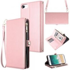 iPhone 16E / SE4 Purse Style Wallet Card ID Money Holder with Zip containing Long & Short Lanyar