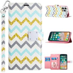 iPhone 15 Pro Design Wallet ID Credit Card Money Holder with Magnetic Metal Closure including La