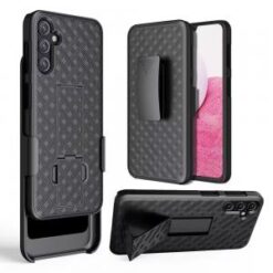 iPhone 15 Pro Weave Premium 3in1 Combo Holster Kickstand Case Cover - Black