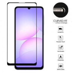 For Samsung Galaxy A07 Bulk White Paper Card Package Black edged Tempered Glass (Black)