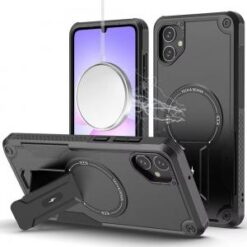 For Samsung Galaxy A07 Sturdy Bracket Kickstand Magnetic Hybrid - Black