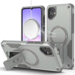 For Samsung Galaxy A07 Sturdy Bracket Kickstand Magnetic Hybrid - Grey