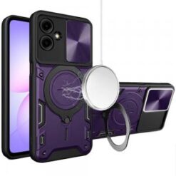 For Samsung Galaxy A07 Magnetic Ring Stand Classic Design FULL Camera Protection Hybrid Case - Dark