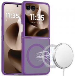 Motorola Razr Ultra 2025 [Magnetic Circle] Smooth Safe Matte Feel Hybrid Case - Dark Purple