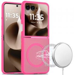 Motorola Razr Ultra 2025 [Magnetic Circle] Smooth Safe Matte Feel Hybrid Case - Hot Pink