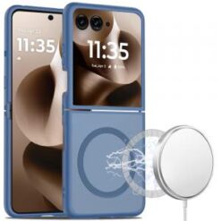 Motorola Razr Ultra 2025 [Magnetic Circle] Smooth Safe Matte Feel Hybrid Case - Navy Blue