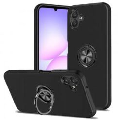 For Samsung Galaxy A07 CHIEF Oil Painted Magnetic Ring Stand Hybrid Case Cover - Black